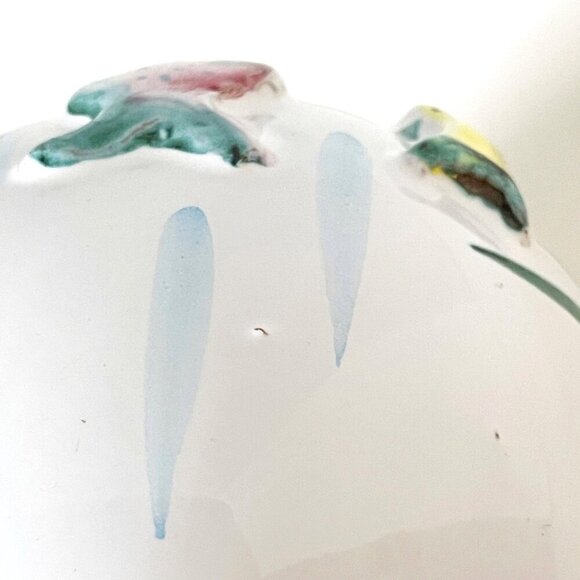 Italian Ceramic Vase with 3D Fish Hand Painted Round Shape Ocean Lake Home Decor - Picture 2 of 7